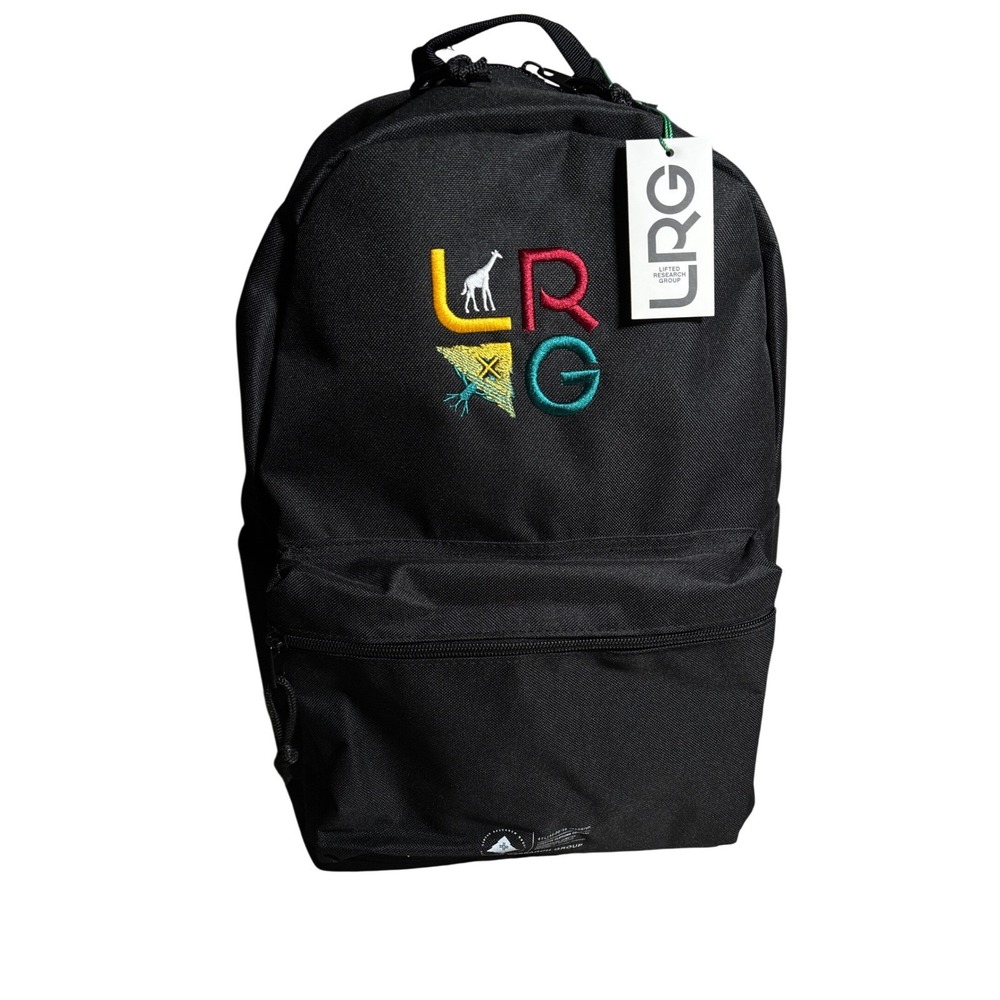 NWT LRG Lifted Research Group Black Backpack Embroidered Logo Streetwear Bookbag